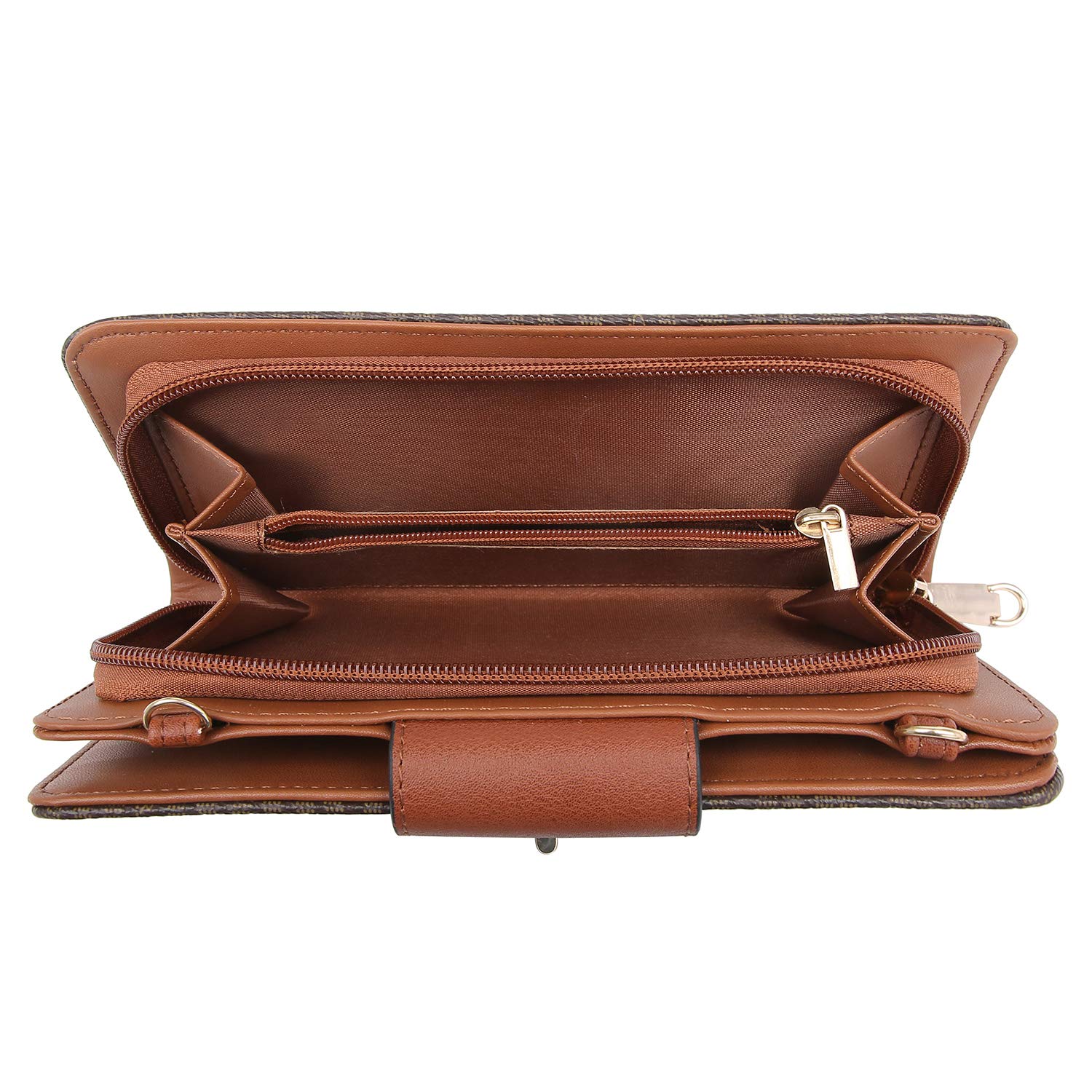 MKP Women Fashion Small Crossbody Shoulder Bags Cell Phone Purse Wallet Clutch Bag Credit Card Holder Clutch Wallets w/Removable Strap (Coffee)