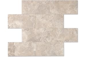 OYASIMI Beige Stone PVC Subway Tiles Peel and Stick Backsplash,PHeat Resistant Stick on Tiles for Kitchen,Waterproof Peel and Stick Wall Tiles for Bathrrom