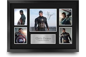 HWC Trading Chris Evans Captain America Presents 16 x 12 inch (A3) Printed Gifts Signed Autograph Picture for Movie Memorabilia Fans - 16" x 12" Framed