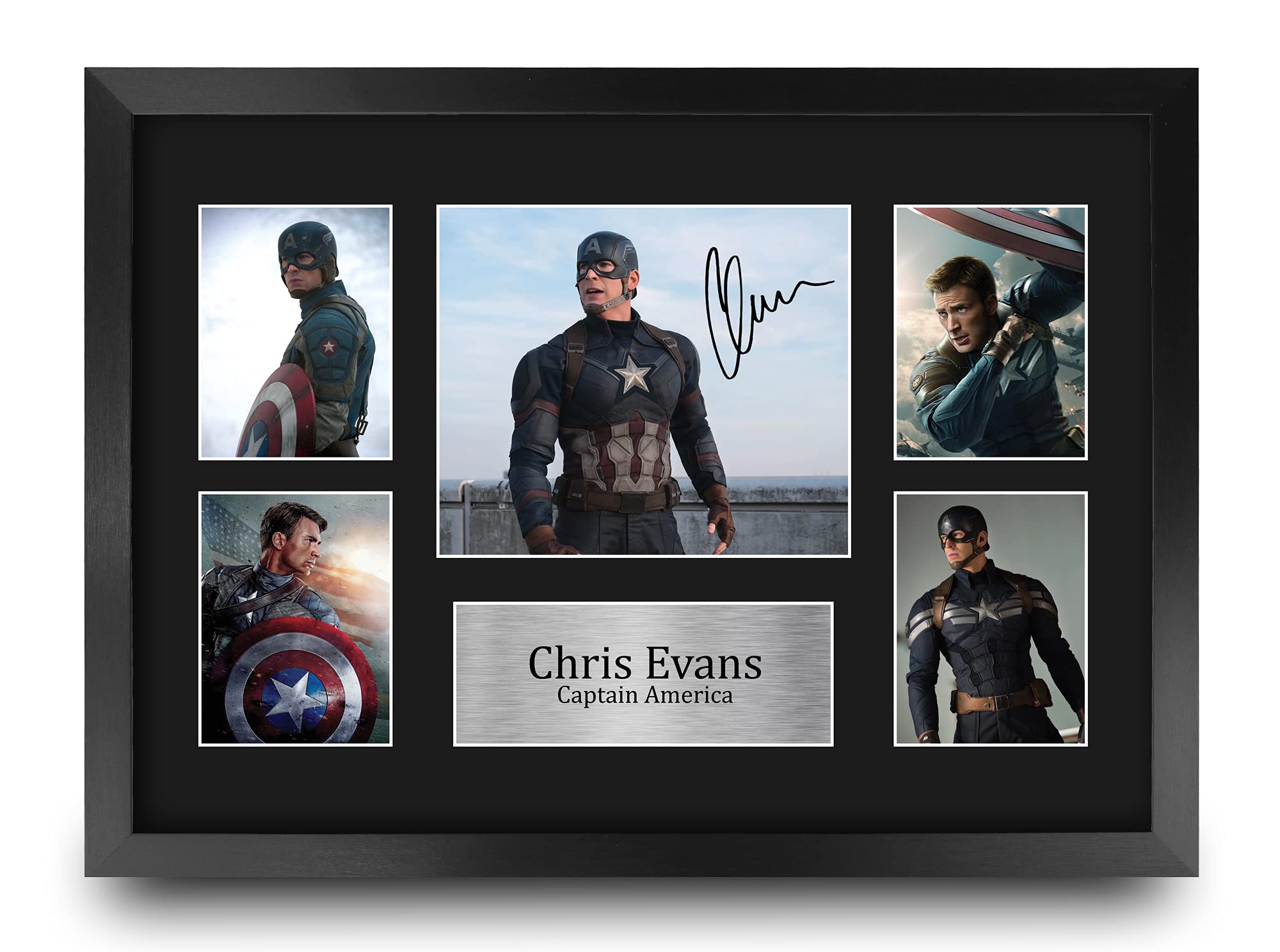 HWC Trading FR A3 Chris Evans Captain America Presents Printed Signed Autograph Picture for Movie Memorabilia Fans - A3 Framed