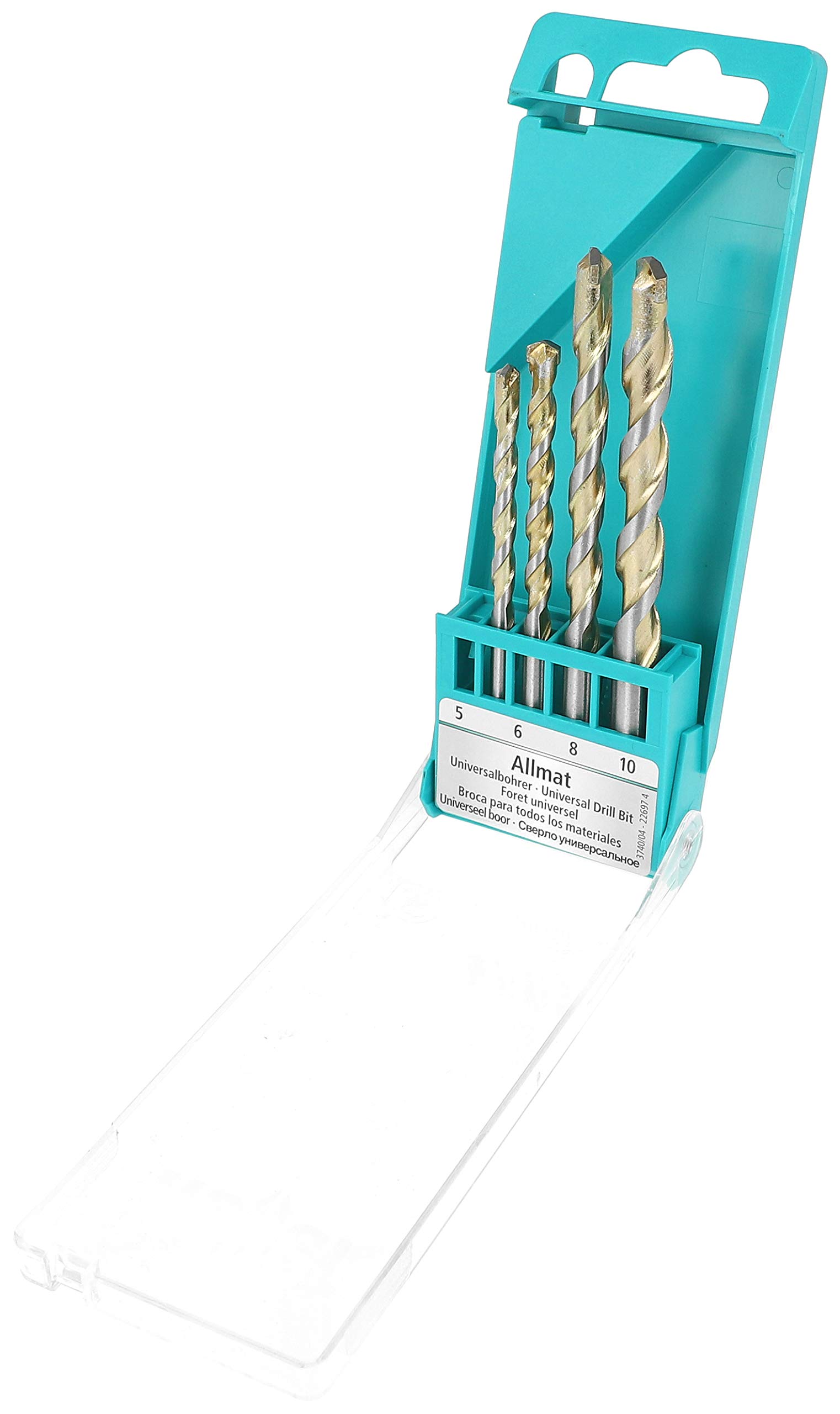 Heller Tools 3740 AllMat Universal Drill Bit, Set 4-pcs. Ø 5/6/8/10 mm Silver-Gold