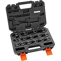 VEVOR Crowfoot Wrench Set, 1/2" and 3/8" Drive 15-Piece Crows Foot Wrench Set with PP Storage Case, Metric 8-24 mm, CRMO Stee