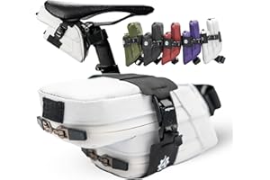 Lumiere & Co. Magnetic Quick-Release Bike Saddle Bag – Double Compartment, Low-Profile Brick Design, Designed with Fidlock's Magnetic Black V Buckle Attachment System, Mach X (White)