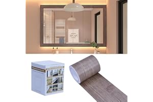 FEILAYS Wood Grain Wallpaper Border Removable PVC Waterproof Peel and Stick Wallpaper, Bathroom Mirror Frame Border Sticker Wall Decor Window sill Door Frame Black Locust Wood 3.93inch x 393inch