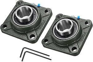 uxcell 2pcs UCF209-28 Pillow Block Bearings 1 3/4 inch Bore Self Alignment, Solid Cast Iron Base Square Flange Mounted Chrome