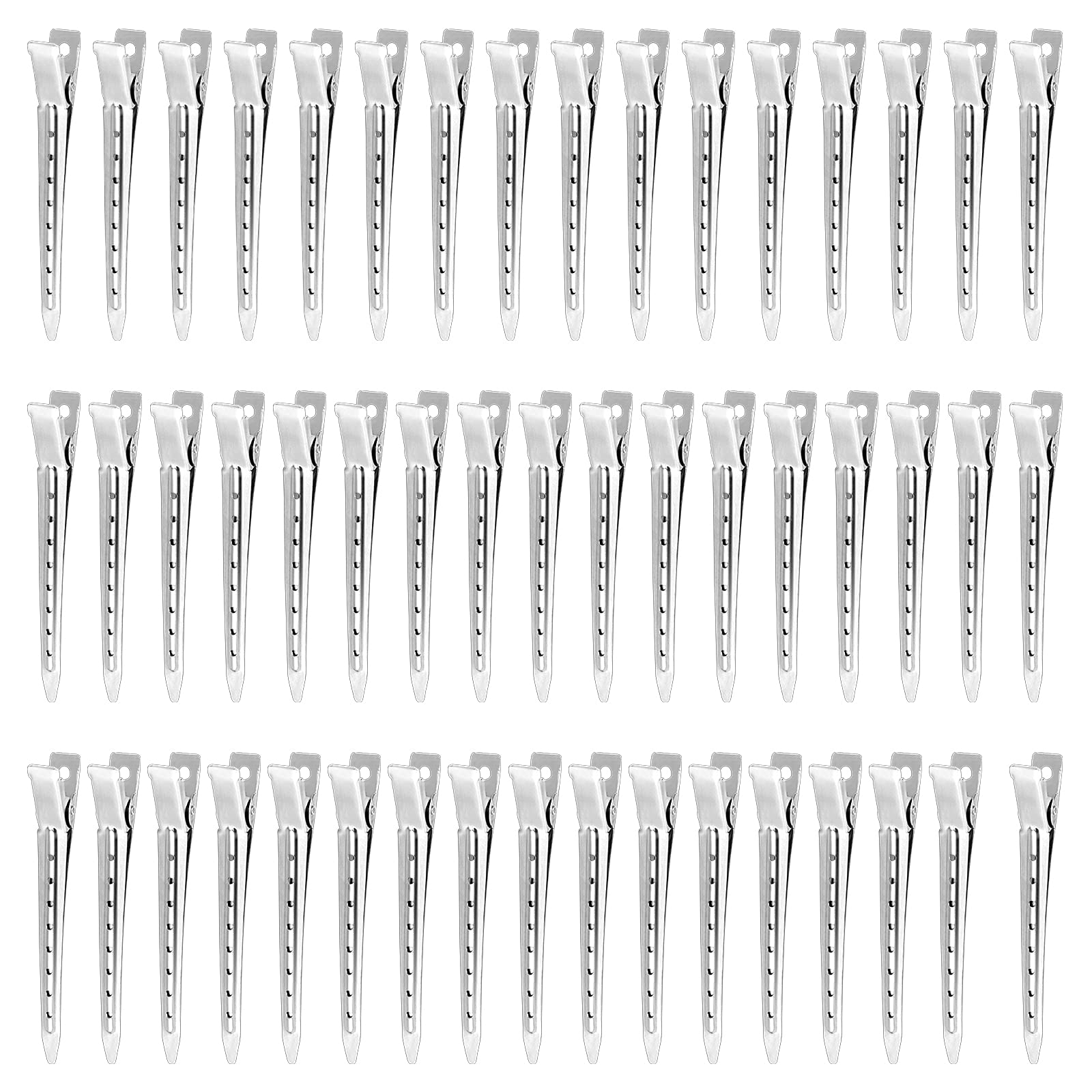 Fumanduo 50Pcs Metal Hair Sectioning Clips, 3.5 Inch Metal Hair Separating Clips Duck Bill Hair Clips Professional Hair Sectioning Clips for Women Girls Barbershop