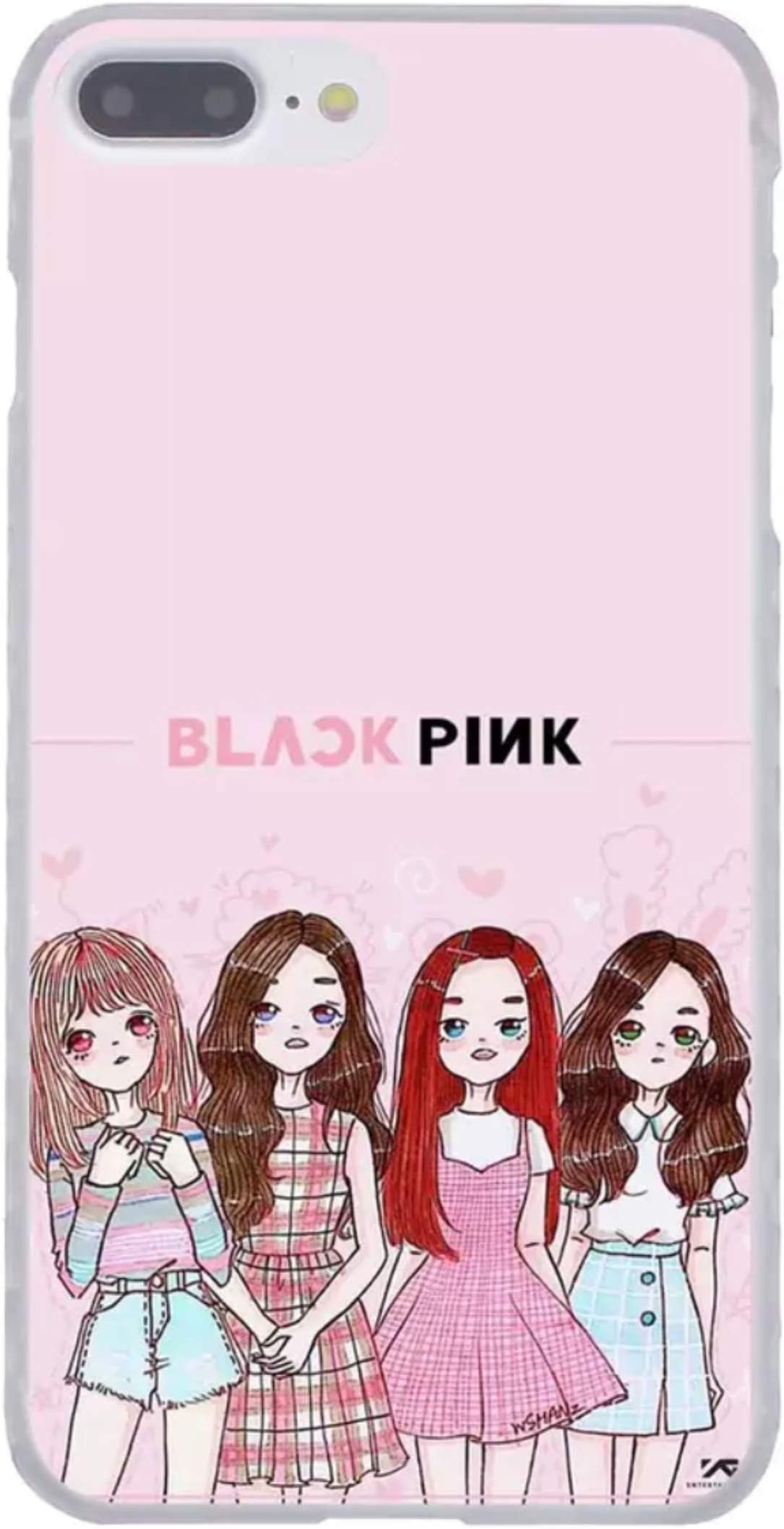 LLM 6 Blackpink Black Pink Cartoon Kpop Girl Band Korean Star Jisoo Kim Jennie Rose Lisa Music Transparent Hard Cover Case for iPhone (iPhone 7 & iPhone 8)