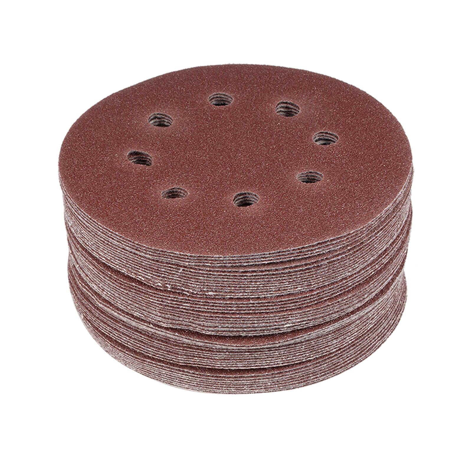 Kozelo 50 Pcs Sanding Discs Hook and Loop Backing - [5 Inch x 80 Grits] Aluminum Oxide Sandpapers for Orbital Sander Round Sanding Papers, 8 Holes — image 1