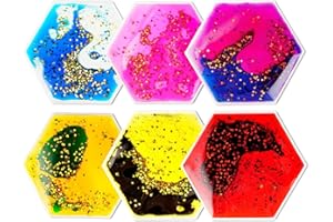 Onyoloy Sensory Soft Gel Liquid Toys - Hexagon Sensory Motion Fidget for Autism Kids, Stress Relief & Focus, Home School Therapy Travel Toys (6 Pack)