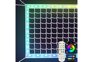 YepItIs LED Professional Volleyball Net, Light Up 32x3FT Portable Volleyball Net Outdoor with Remote Control, Glow in The Dark Heavy Duty Badminton Volleyball Net for Outdoor Backyard