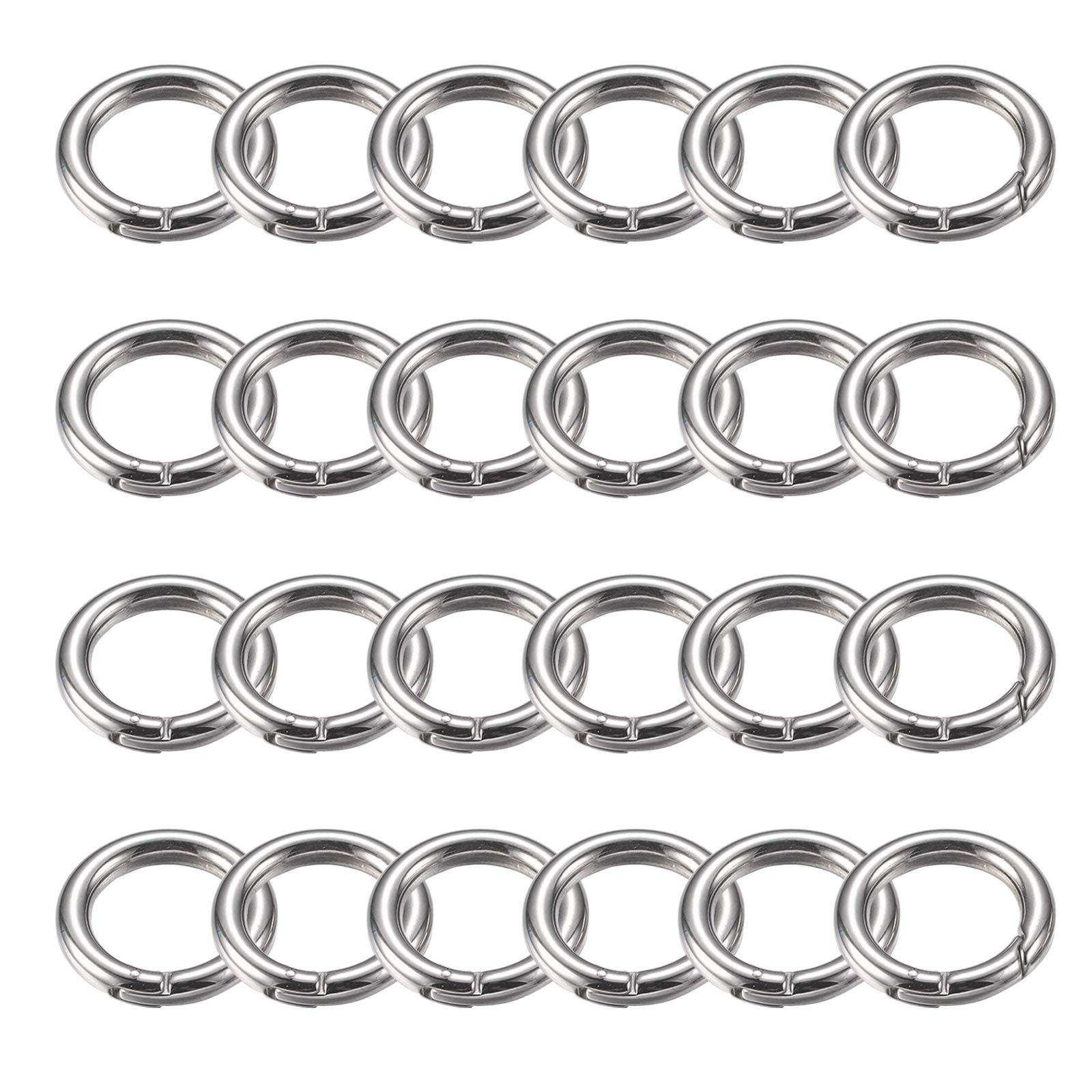 Spring O Rings, Ekunbuy Spring Snap Clip Hooks Zinc Alloy Round Metal Split Rings Small Clamp Clasp Keyring Buckle for Bags Purses Handbag Strap Craft Jewelry Making
