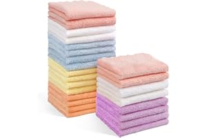 Orighty Baby Washcloths 24-Pack (7''x9''), Microfiber Coral Fleece Baby Towels, Super Soft and Absorbent Wash Cloths for Newborns, Infants and Toddlers, Gentle on Delicate Skin for Face Hands and Body