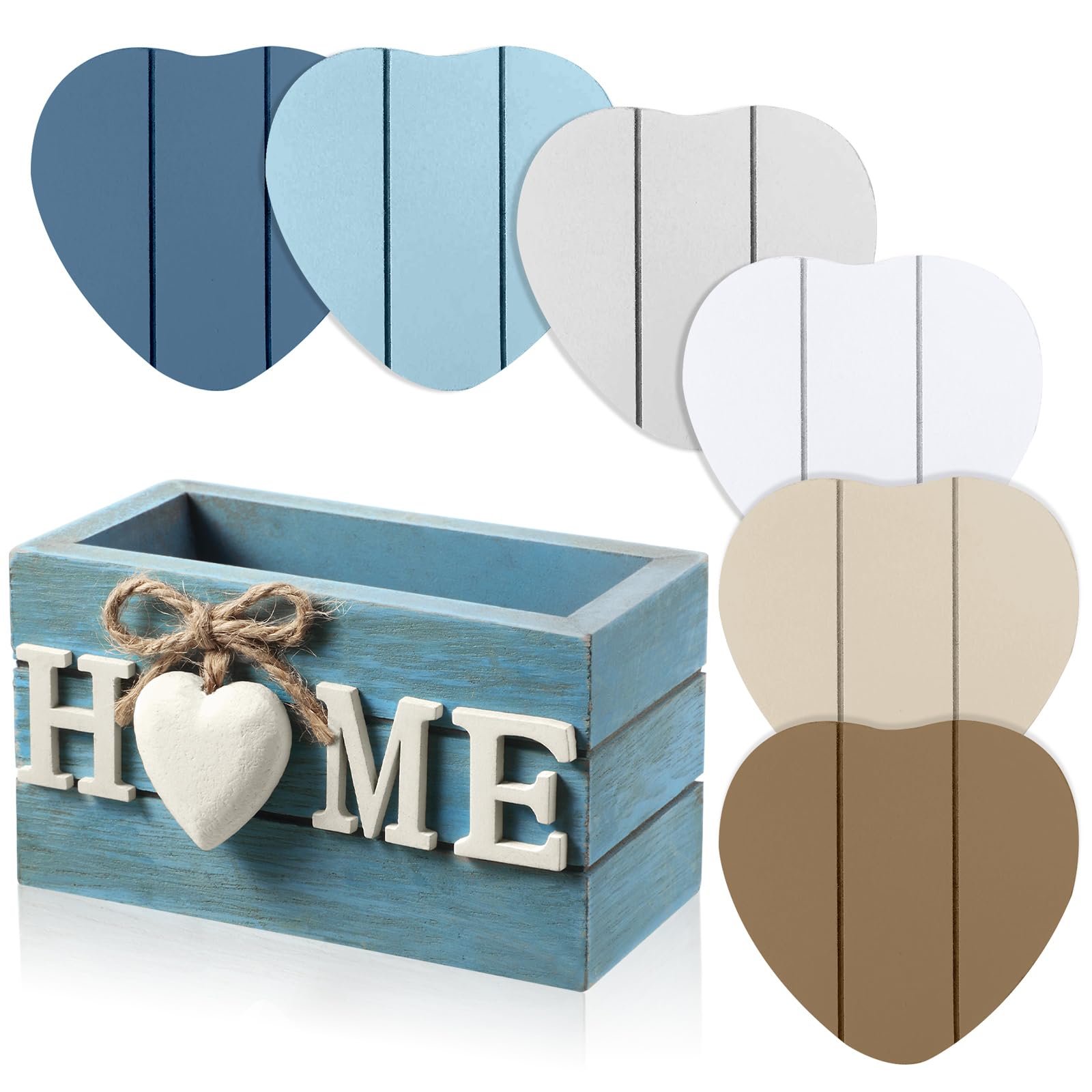 Photo 1 of Wooden Heart Coasters for Drinks Set of 6 Funny Farmhouse Coasters with Holder for Coffee Table Protection Housewarming Gifts for New Home Decoration, 4 Inch(Home,Colorful)