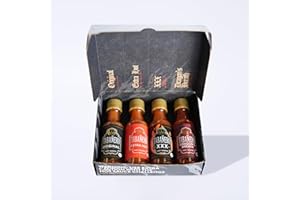 TABANERO Tabañero Challenge Box, Hot Sauce Gift Set, 4 Pack, Original, Extra, XXX Hot and Dragon's Breath, 1.7 oz Mini Glass Bottles, Gluten Free, All Natural, Low Sodium, Vegan, Kosher, Made in the USA