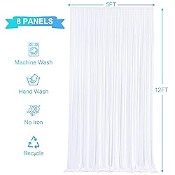 8 Panels White Backdrop Curtains for Wedding Party