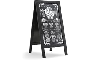 DAHAPYBOO Sandwich Board 48"x24" Solid Pine Wood Rustic Black,Chalk Board Sign Board,Sandwich Board Signs Outdoor, Chalkboard