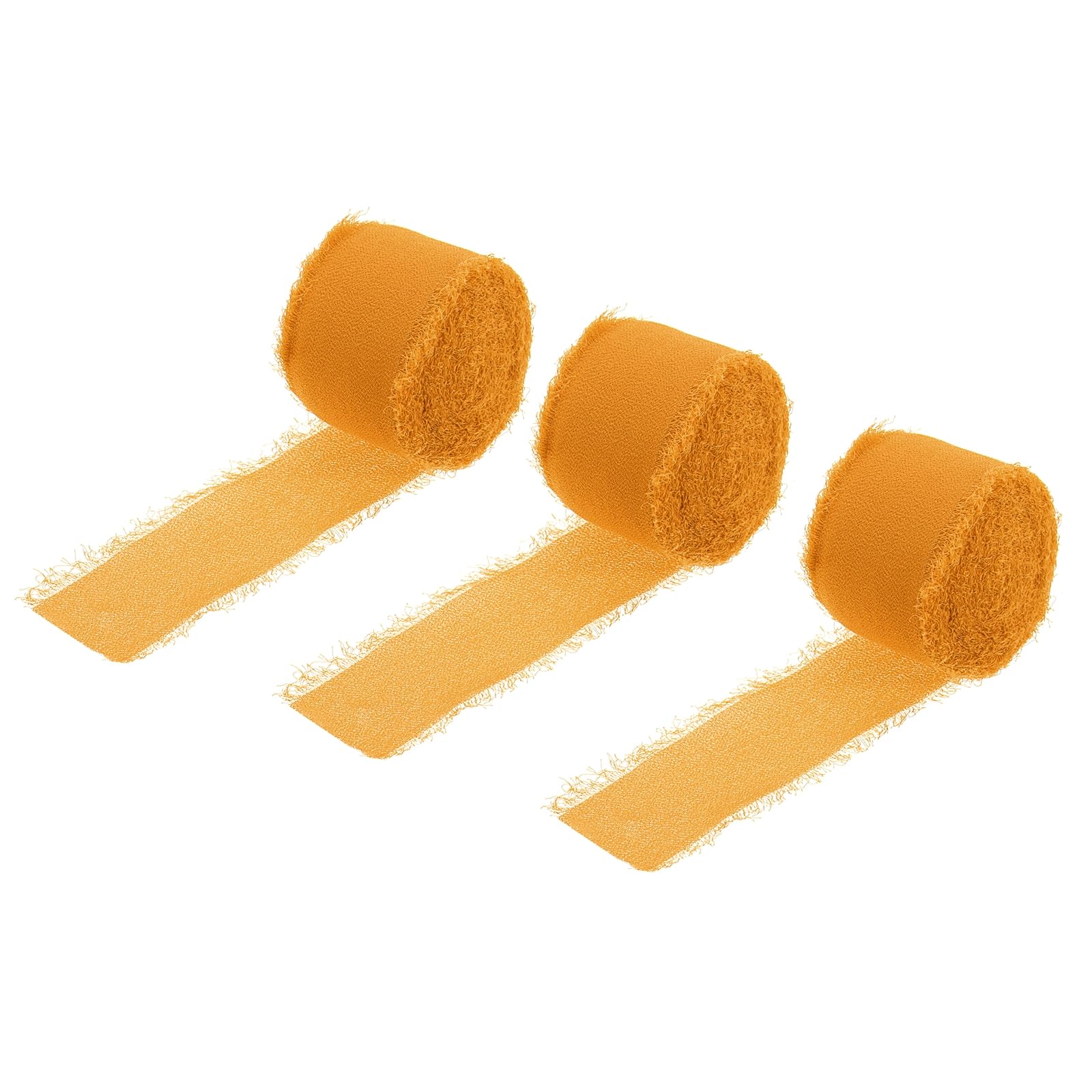 Uxcell Chiffon Ribbon 1.5" x 8 Yard, Orange, Wedding, Silk & Chiffon, Pack of 3