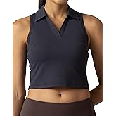 Colorfulkoala Women's Polo Tank Tops Slim-Fit Golf Crop Tops Sleeveless Tennis Casual T-Shirts