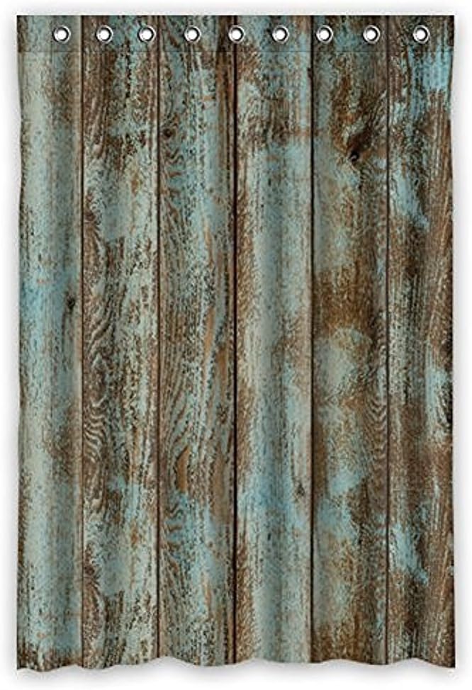 Crazy Pie Custom Rustic Old Barn Wood Polyester Fabric Window Curtain 50"X84"(One Piece) with Holes to Which Rings Attach