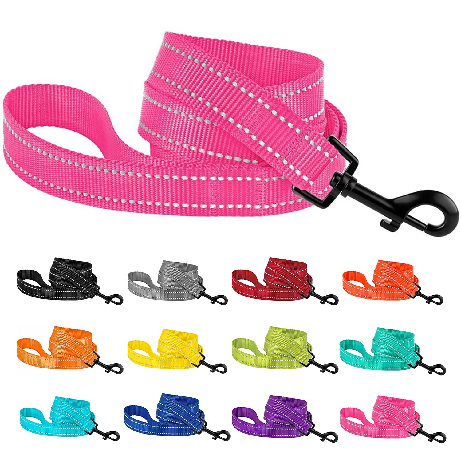 CollarDirect Nylon Dog Leash 5ft for Daily Outdoor Walking Running Training Heavy Duty Reflective Pet Leashes for Large, Medium & Small Dogs (S, Pink)