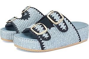 MICIFA Platform Sandals for Women Espadrille Wedges Summer Beach Sandals Comfortable Cute Woven Straw Crochet Sandals Shoes Casual Adjustable Double Buckle Strap Sandals