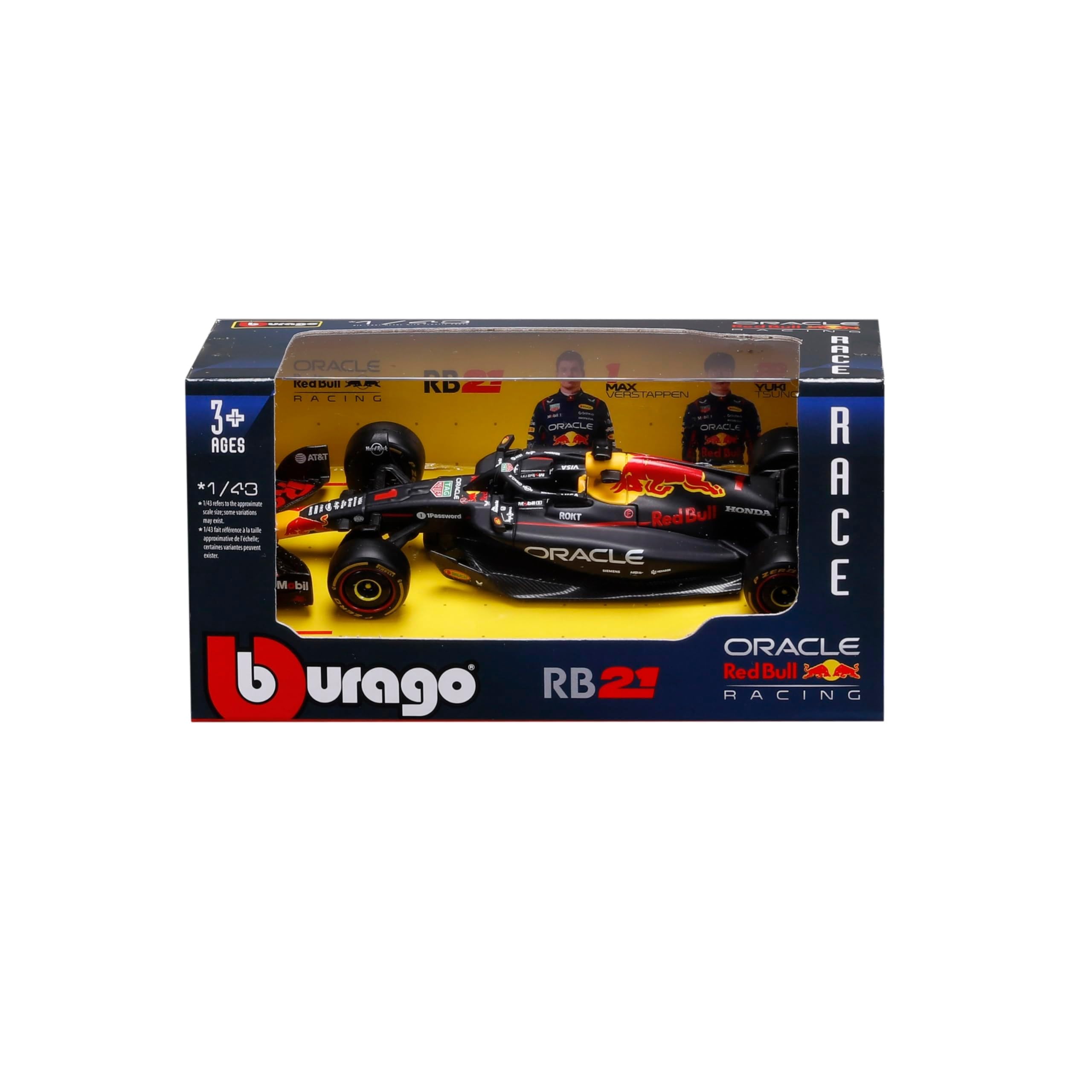 Bburago - F1 Red Bull Racing RB21 2025#1 Verstappen, 1:43 Scale diecast car with authentic details, replica F1 Red Bull, Official decoration, Recommended Age 3+ years