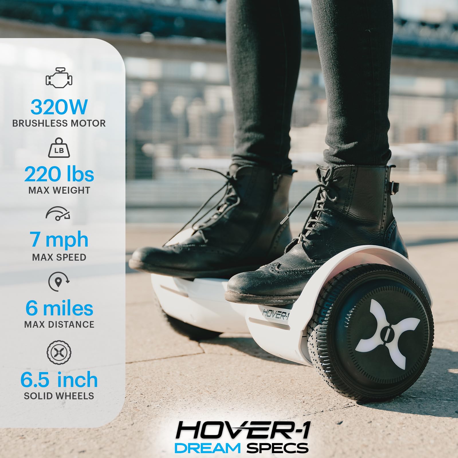 Hover-1 Dream Electric Self Balancing Scooter with 7MPH Top Speed, 6 Mile Range, Long Lasting Lithium-Ion Battery, 5HR Full Charge, Rider Modes: Beginner to Expert