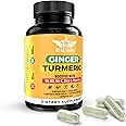 Ginger Turmeric Supplements – Boosted with Piperine, Vitamin D3, Vitamin C, Zinc & Orange | Joint, Gut & Skin Health Support