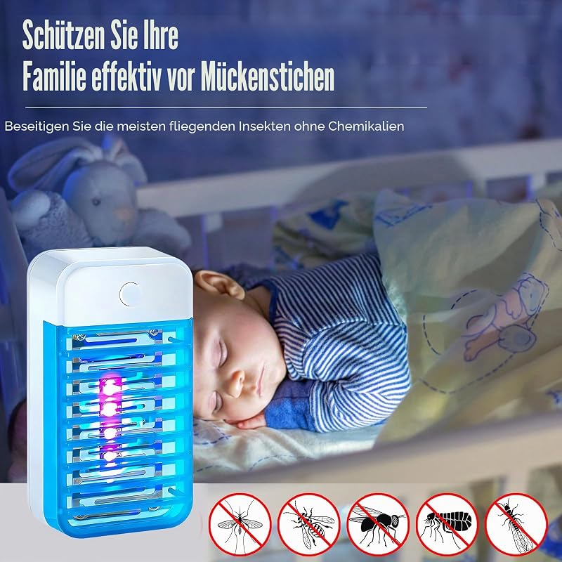 Mückenlampe, 4 Stück Insektenvernichter Elektrischer Mückenschutz Steckdose, UV-Insektenfalle Fliegenfalle Innenbereich Mückenfalle für Schlafzimmer, Büro, Küche für Fliegen, Mücken, Motten