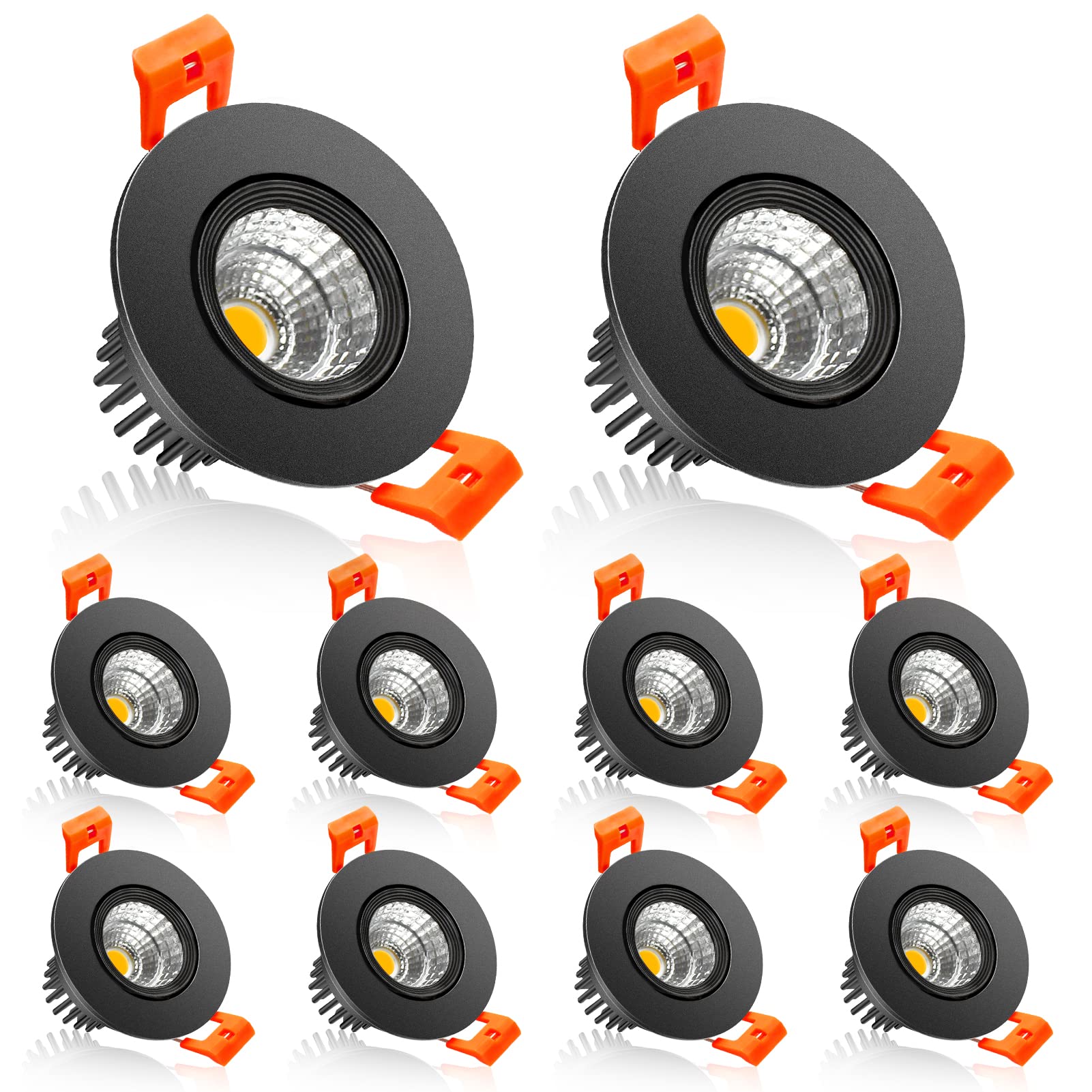Photo 1 of 2Inch LED Recessed Ceiling Light, 3W Dimmable LED Downlight, 60 Beam Angle COB Recessed Lights with Driver, Warm White 3000K, 25W Halogen Bulbs Equivalent for Ceiling Lighting, 10Pack