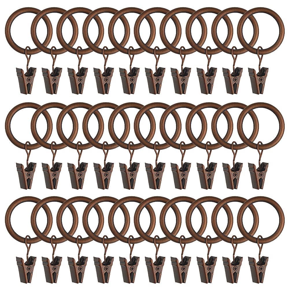 WMYCONGCONG 40 PCS 25mm Metal Curtain Rings with Clips, Drapery Clips with Rings, Decorative Window Curtain Hangers with Hooks Clip, 1 Inch Interior Diameter Eyelets