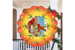 GOTOME Cardinal Wind Spinners Metal Cardinal Gifts for Women, Mom, Grandma,12inch Hanging Wind Spinner for Outdoor&Indoor Decor Wind Kinetic Christmas Mother Ornament for Yard Garden Decoration