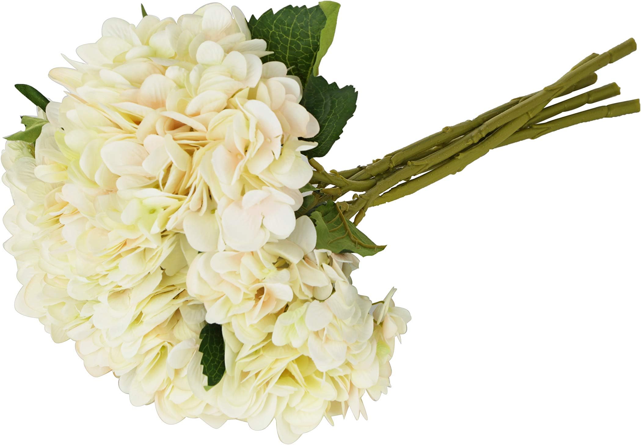 EZFLOWERY 5 Pcs Artificial Silk Hydrangeas Flowers Bouquet Arrangement, for Home Decor, Wedding, Office, Room, Hotel, Event, Party Decoration (White)