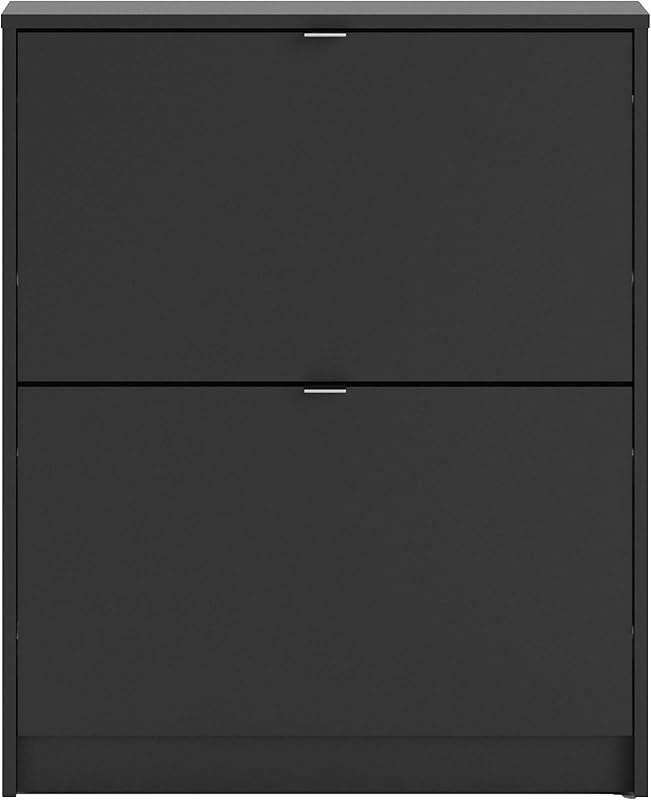 Schuhschrank mit zwei Türen, Farbe Schwarz, 70,3 x 85,2 x 16,55 cm — Foto 4 von 8