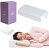 SouQ New York Cube Pillow - 24"x12"x5" Soft Memory Foam Pillows for Side Sleepers - Pain Relief for Neck & Shoulders- Included Extra Pillow Cover - White Square Pillow
