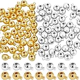 Beebeecraft 100Pcs 18K Gold Plated Brass Crimp Beads Metal Spacer Beads Irregular Shape Spacer Stoppers Beads 3.5x5mm for DIY Necklace Bracelets Making