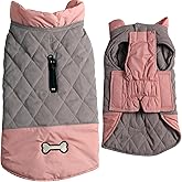 Vecomfy Reversible Dog Coats for Small Dogs Waterproof Warm Puppy Jacket for Cold Winter,Pink and Grey XS