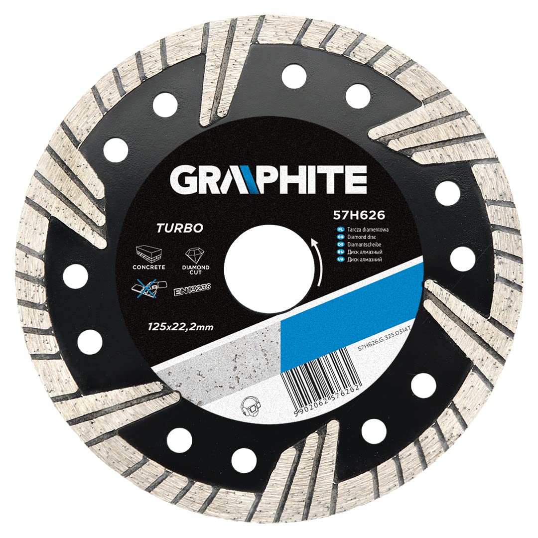 Graphite Professional Turbo Diamond disc Blade 125x22.2 Wet & Dry Cutting (GRA 57H626)