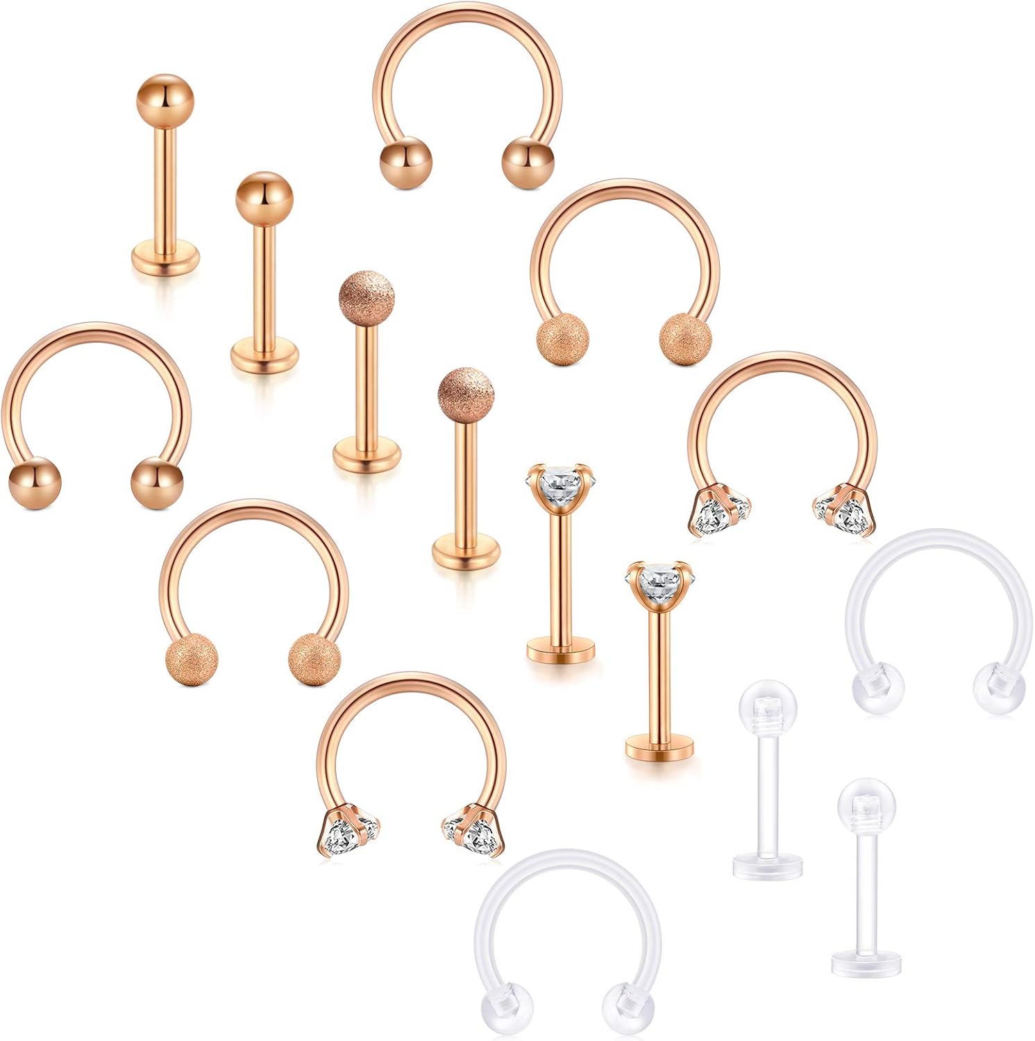 LAURITAMI 3 Pezzi Piercing Helix Cartilagine 16G - Orecchini Acciaio Inossidabile Con CZ Brillanti 6mm