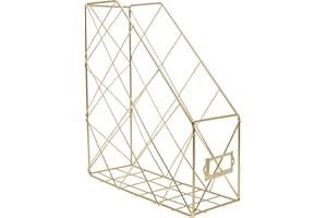 STOBOK Desk Organizer Metal Bookcase Storage Box Rack Books Organizer Storage Practical Shelf Office Supplies for Magazine Desktop File Holder (Gold)