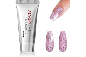 MAGYCAT Poly Nail Gel 60g Poly Extension Gel Red Glitter Builder Gel Nail Poly Gel Nail Enhancement Nail Art Design for Gift