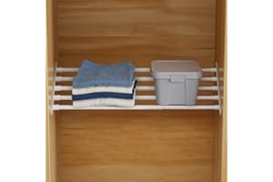 FIRJOY Expandable Wall-Mounted Closet Shelf Organizer, Adjustable Storage Rack, Heavy Duty (White, 17" - 27.5")