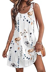 LUXVEER Womens Floral Summer Dress Casual Loose