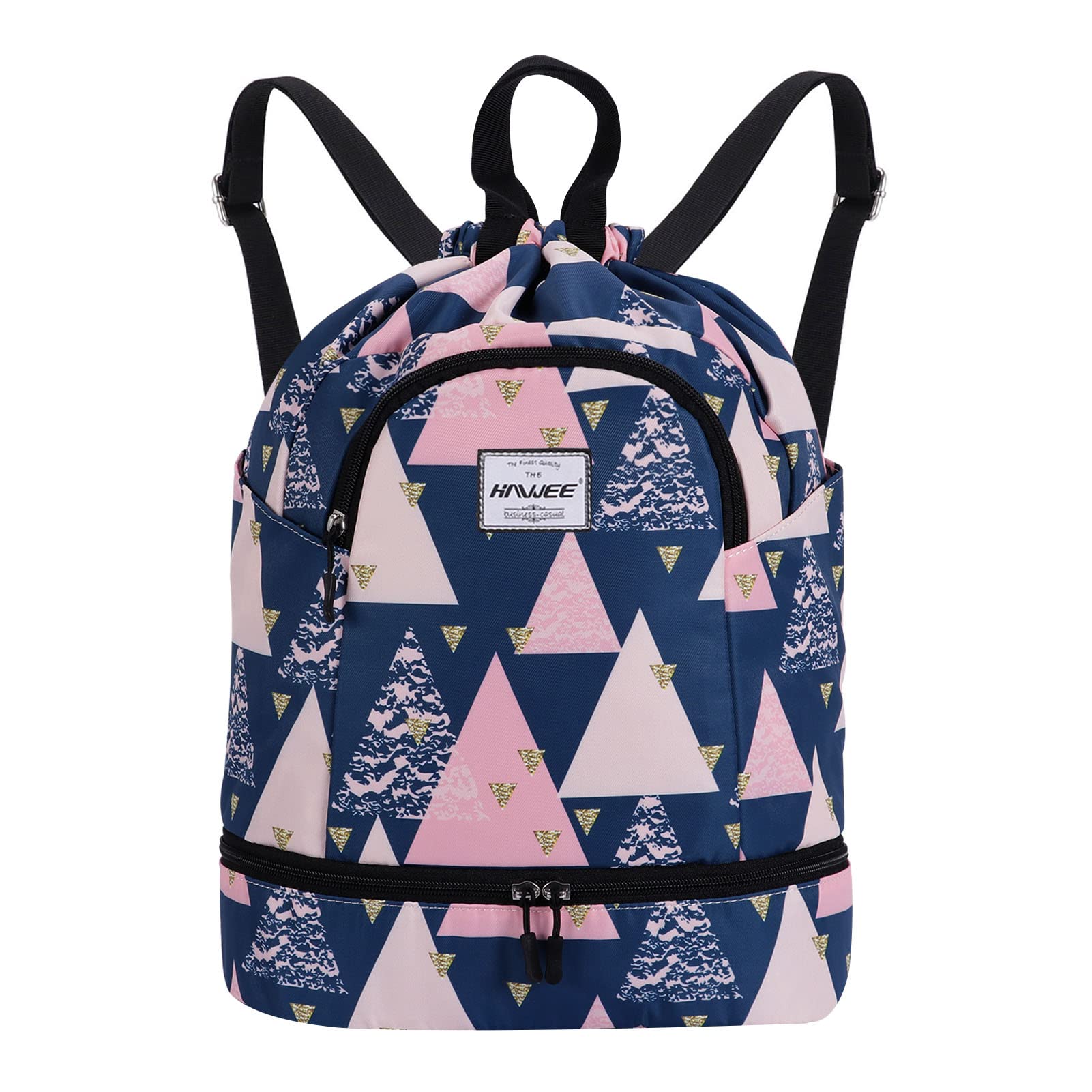 HAWEE Waterproof Drawstring Bags Backpack Large Gym Bag Drawstring Daypack Unisex for Women Men Daily Life School Outdoor Casual Sport Yoga Swim Beach