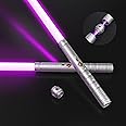 jvmusaber Light-Saber Metal-Hilt Force-Fx Dueling-Lightsaber - 2pcs Type-C Rechargeable Battery 2-in-1 RGB 12 Colors Double Bladed Changeable Metal Hilt Light Saber with 3 Mode Sound…