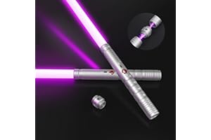 jvmusaber Light-Saber Metal-Hilt Force-Fx Dueling-Lightsaber - 2pcs Type-C Rechargeable Battery 2-in-1 RGB 12 Colors Double Bladed Changeable Metal Hilt Light Saber with 3 Mode Sound…