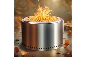 HGD 28 Inch Smokeless Firepit, Stainless Steel Fire Pit, Wood Burning Firepit for Patio Garden Picnic