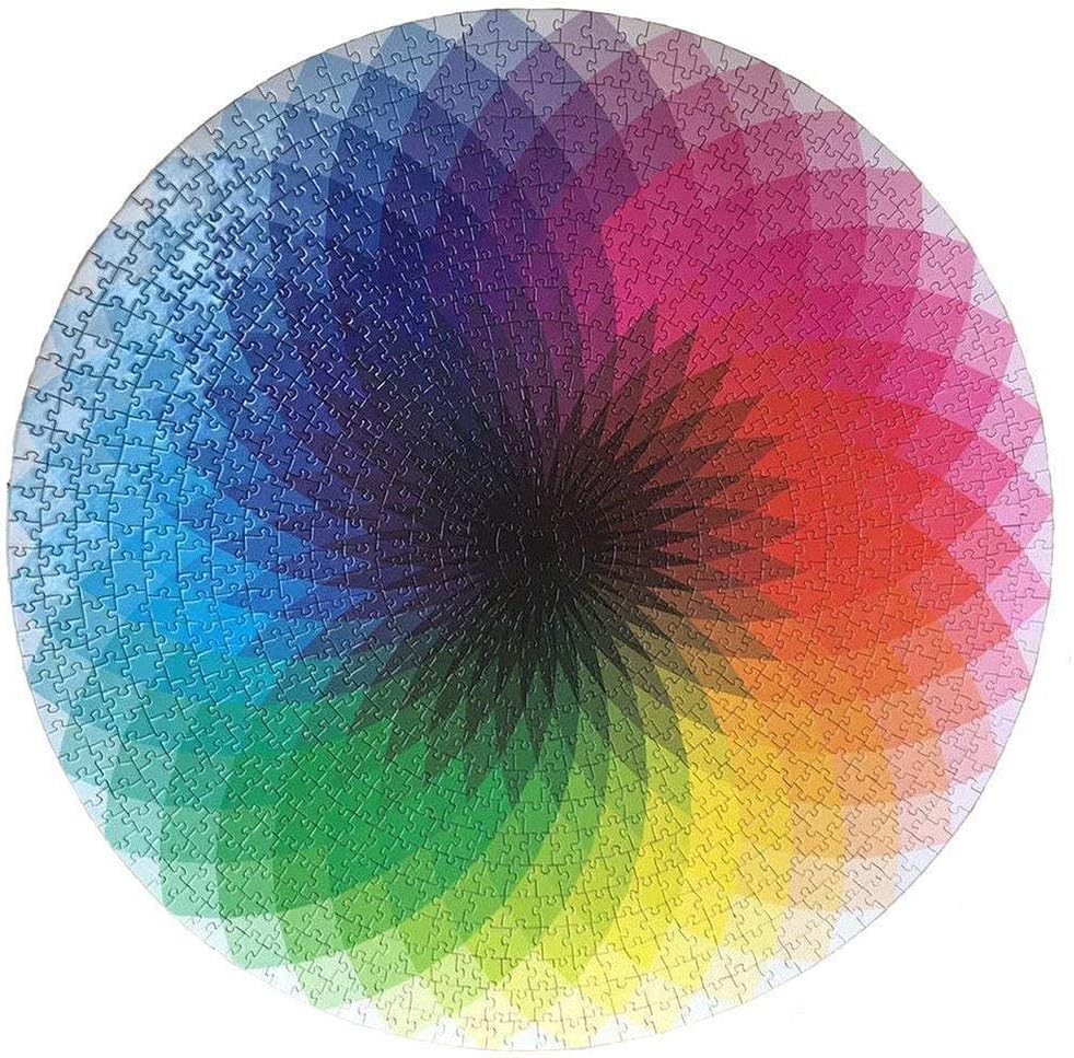 FreeLeben 1000pcs/set Colorful Rainbow Puzzle, Round Jigsaw, Puzzles Colorful Rainbow Puzzle, Intellectual & Family Games, Help You Close to Children