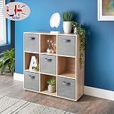 spot on dealz 9 Cube Storage Unit with 5 Baskets Oak 89x28.3x89cm view 3