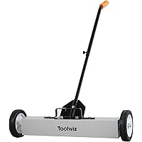 Toolwiz Magnetic Pick Up Sweeper 24-inch Large Magnet Pickup Lawn Sweeper Roofing Tools, 33Lbs Yard Magnet with Telescoping H